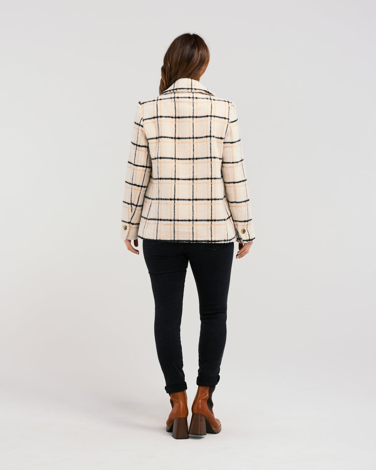 Veda Coat - Beige Plaid