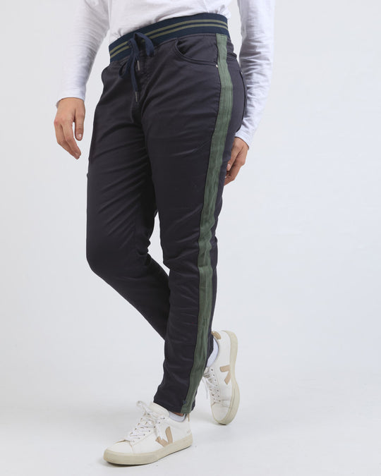 Margo Jogger - Navy with Side Tape