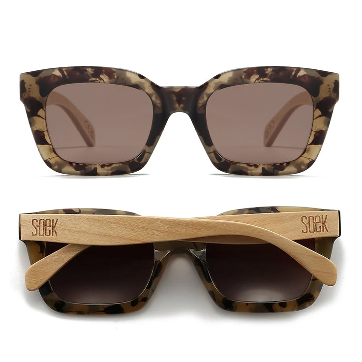 ZAHRA | Opal Tort l Brown Polarised Lens l Walnut Arm