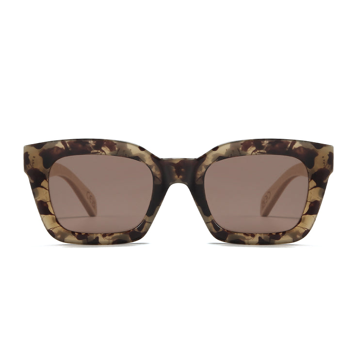 ZAHRA | Opal Tort l Brown Polarised Lens l Walnut Arm