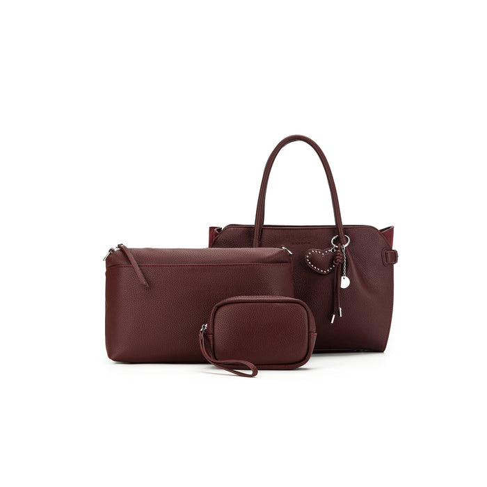 Alexandra Burgundy 3 Piece Handbag | Burgundy