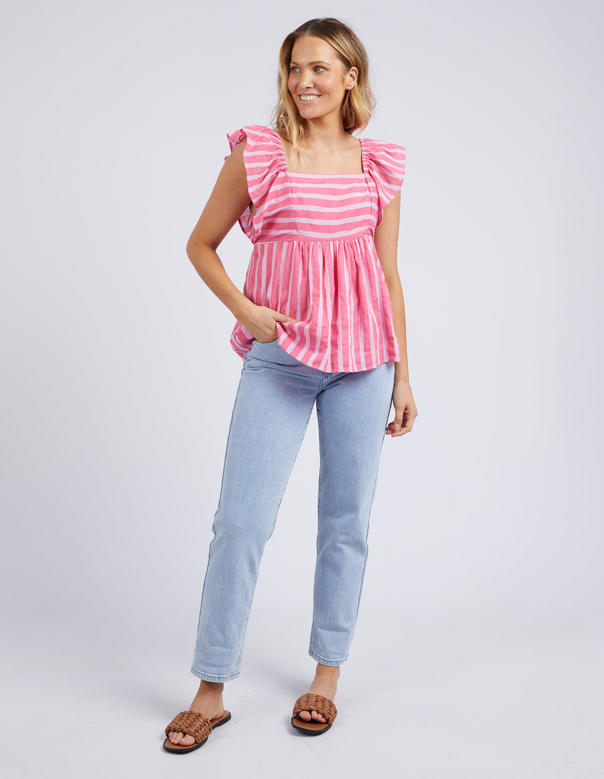 Ashley Top - Pink Punch Stripe