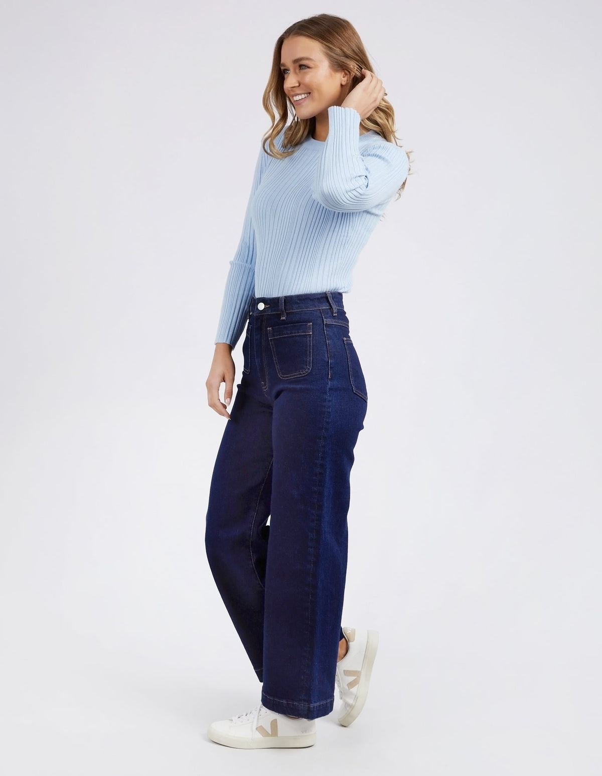 Sarah Wide Leg Jean | Dark Blue