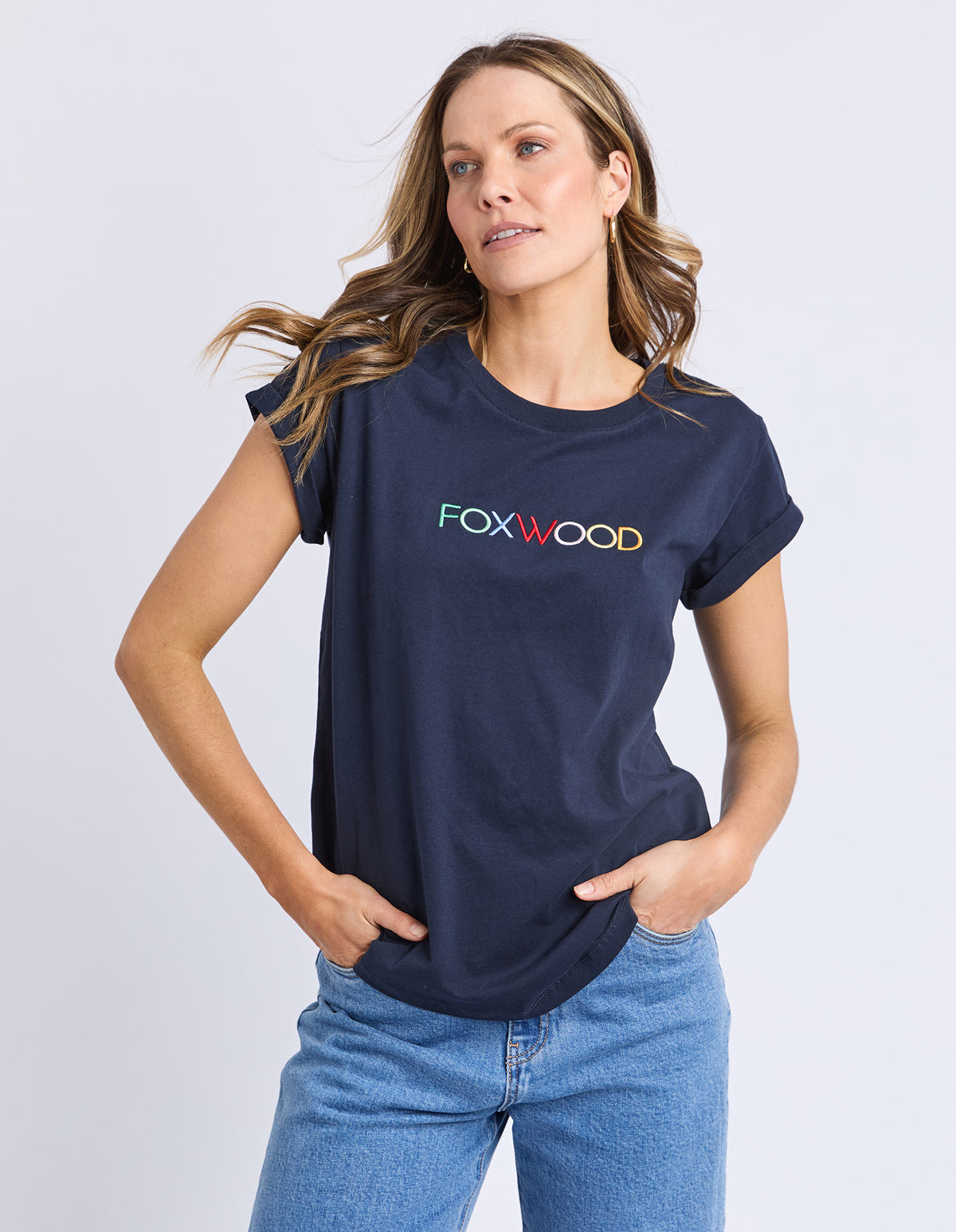 Simplified Confetti Tee- Navy