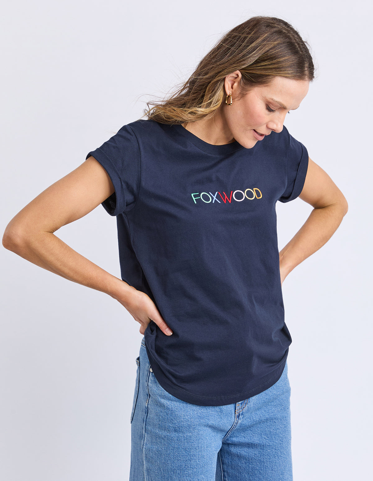Simplified Confetti Tee- Navy