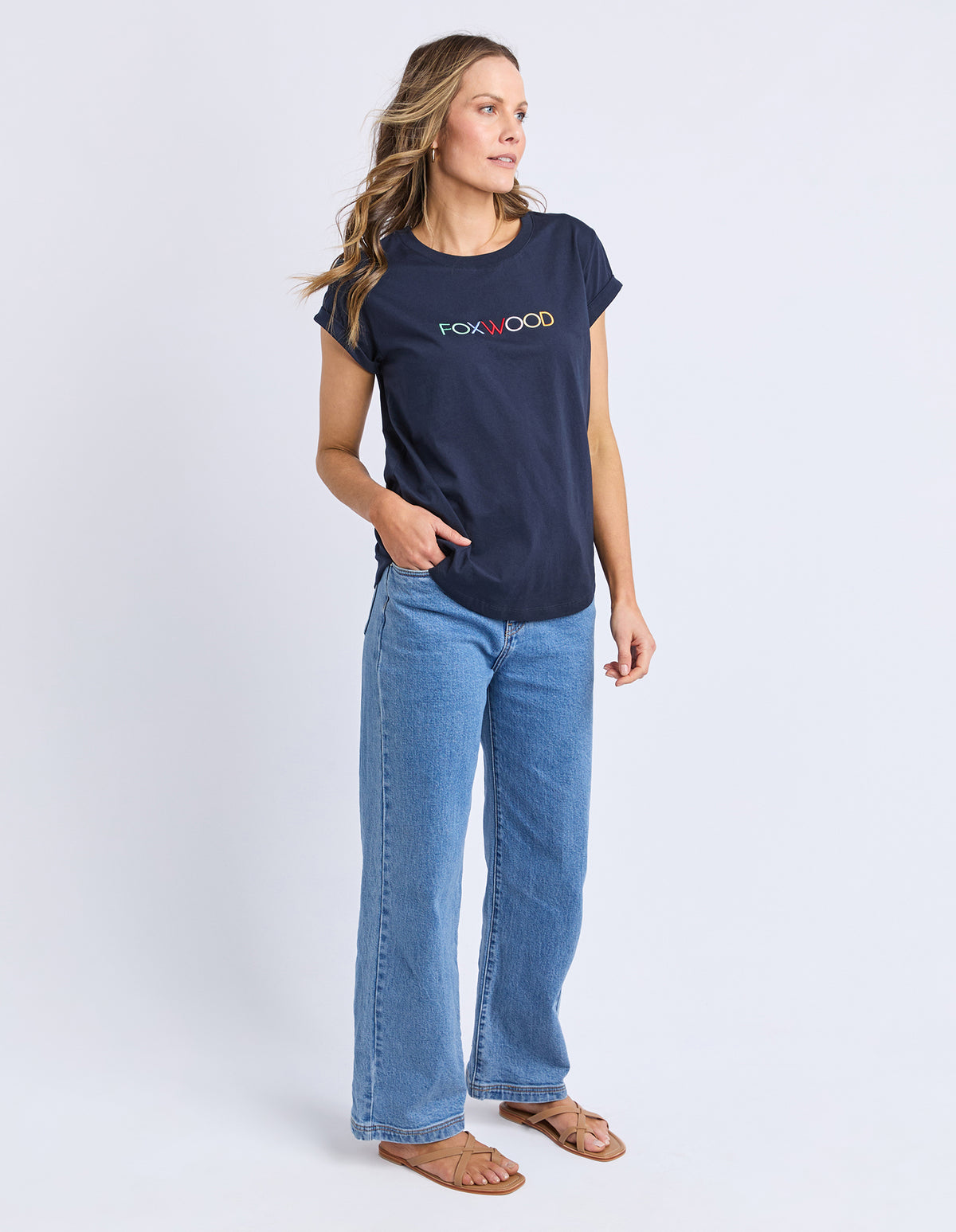 Simplified Confetti Tee- Navy