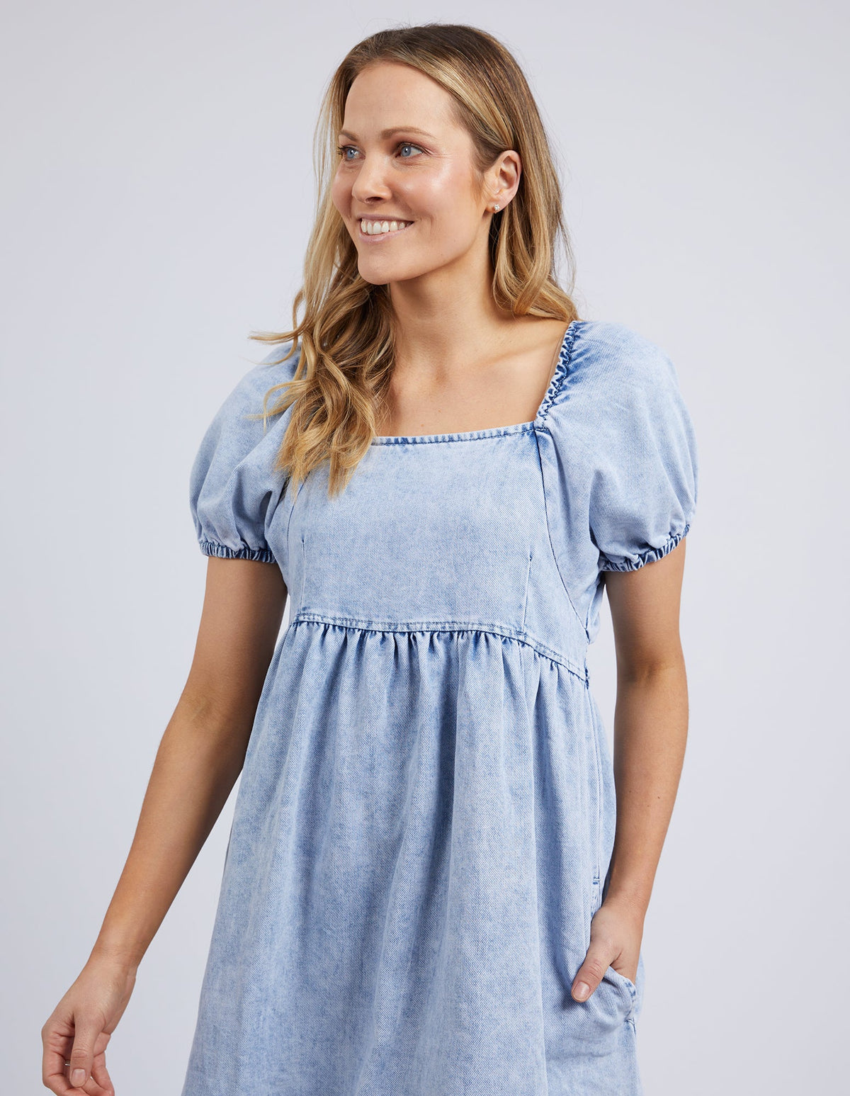 Jade Textured Dress - Vintage Mid Blue