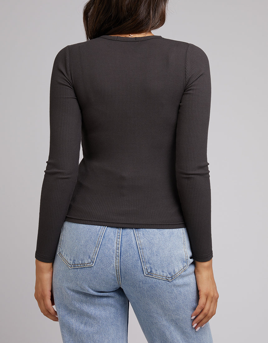 Eve Rib Baby Long Sleeve Tee  - Washed Black