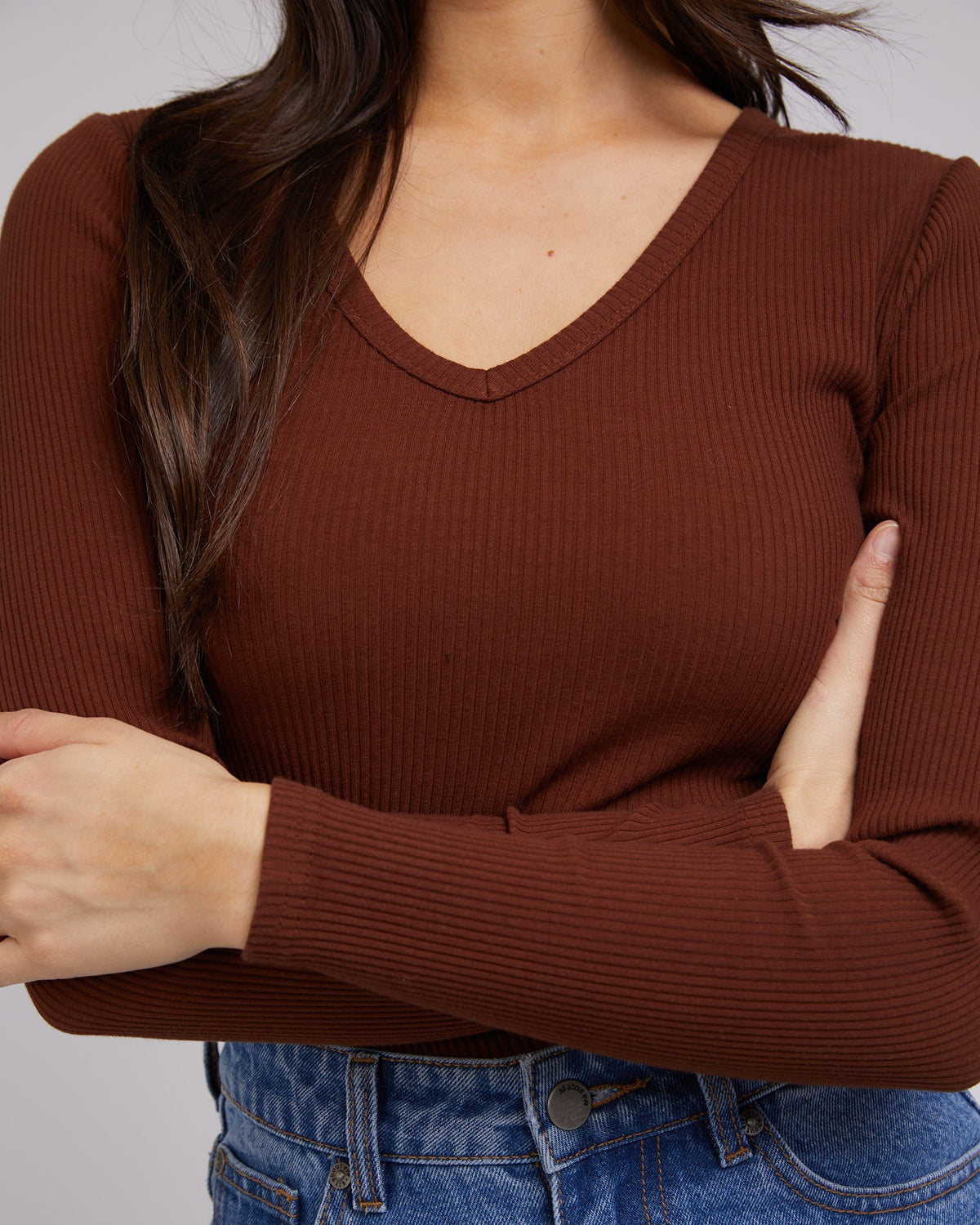 All About Eve Rib V Neck L/S