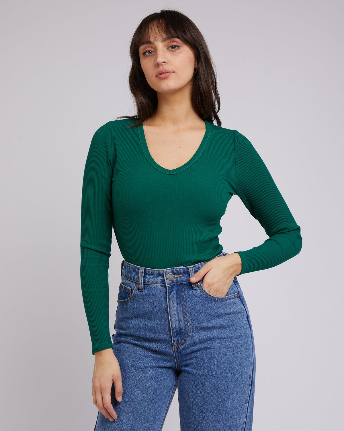 All About Eve Rib V Neck L/S
