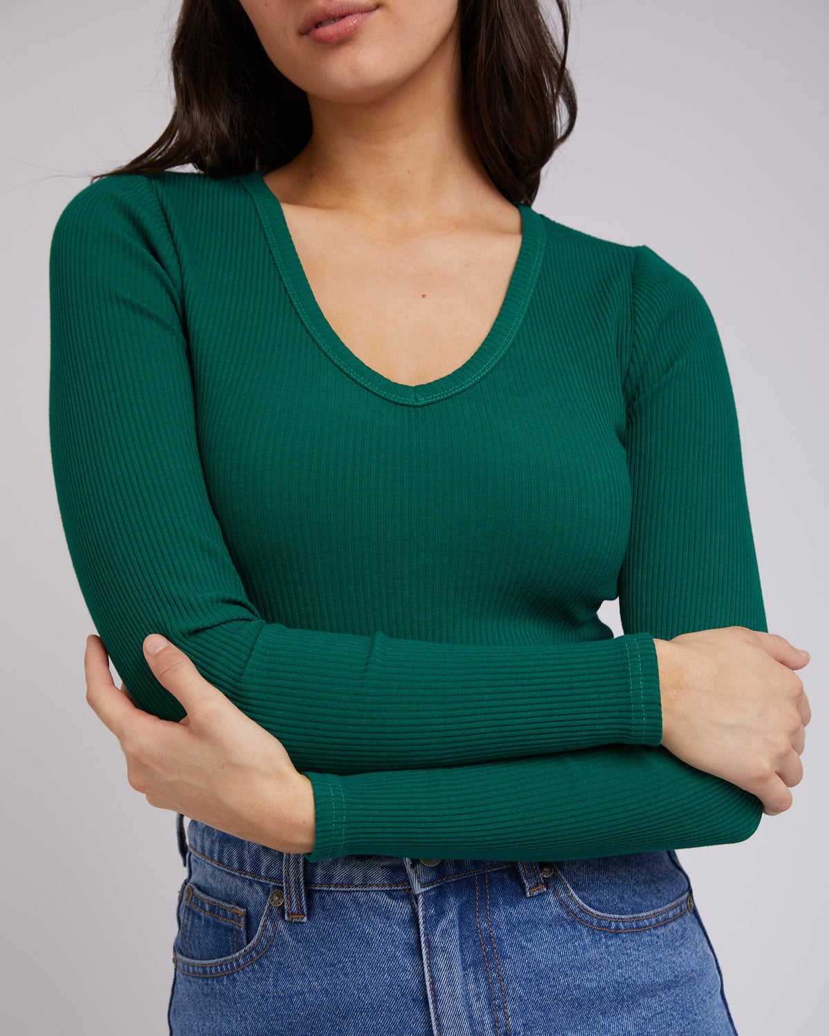All About Eve Rib V Neck L/S