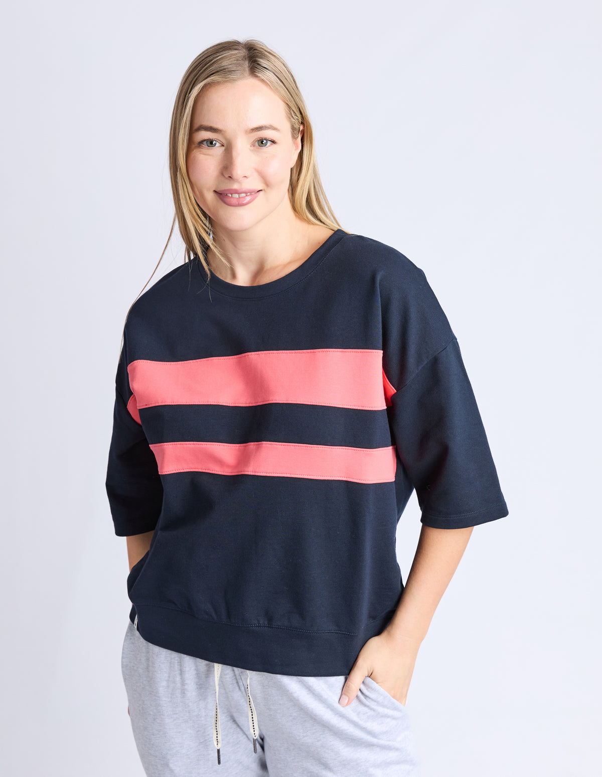 Nico Sweat - Navy with Sugar Coral Panels