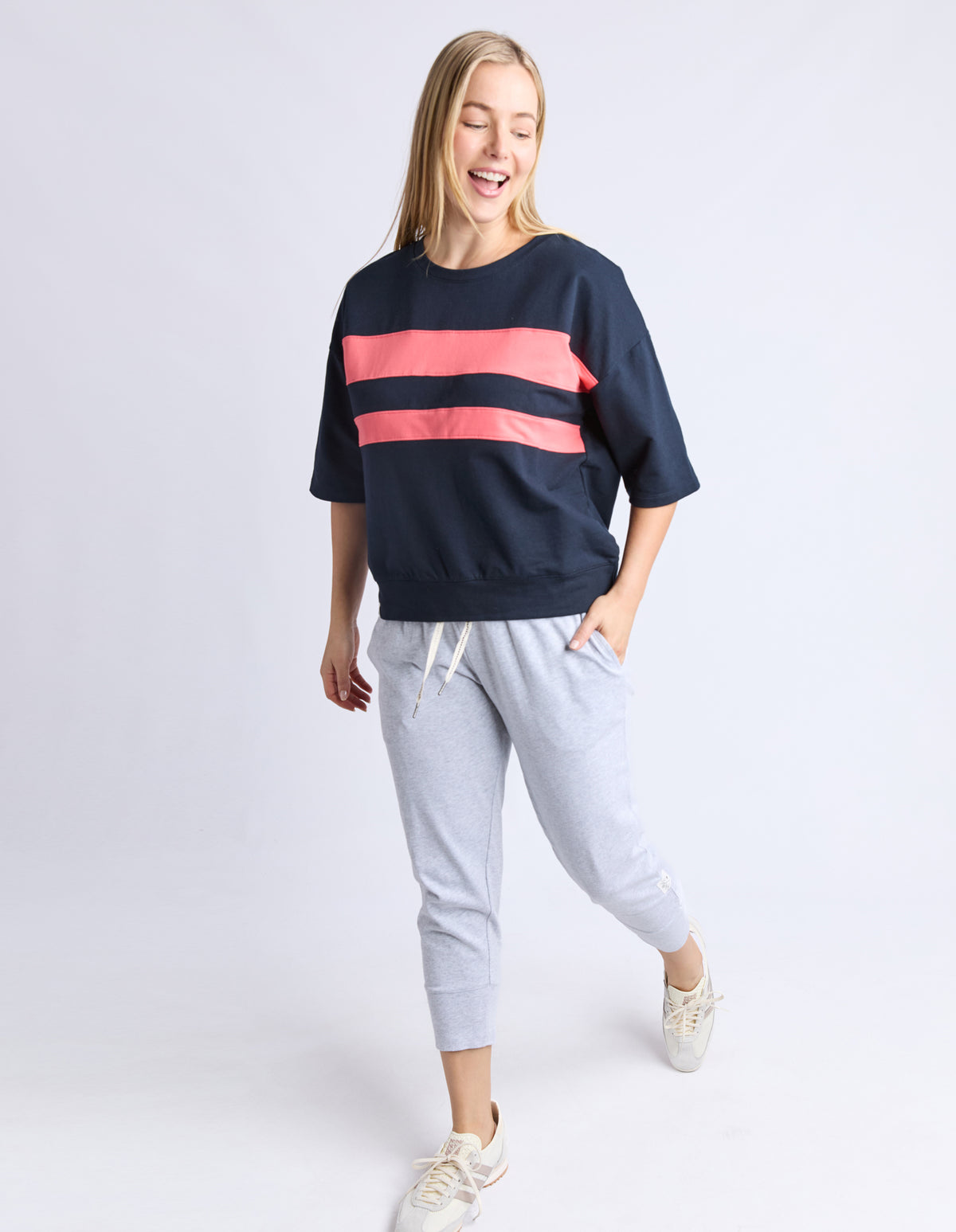 Nico Sweat - Navy with Sugar Coral Panels
