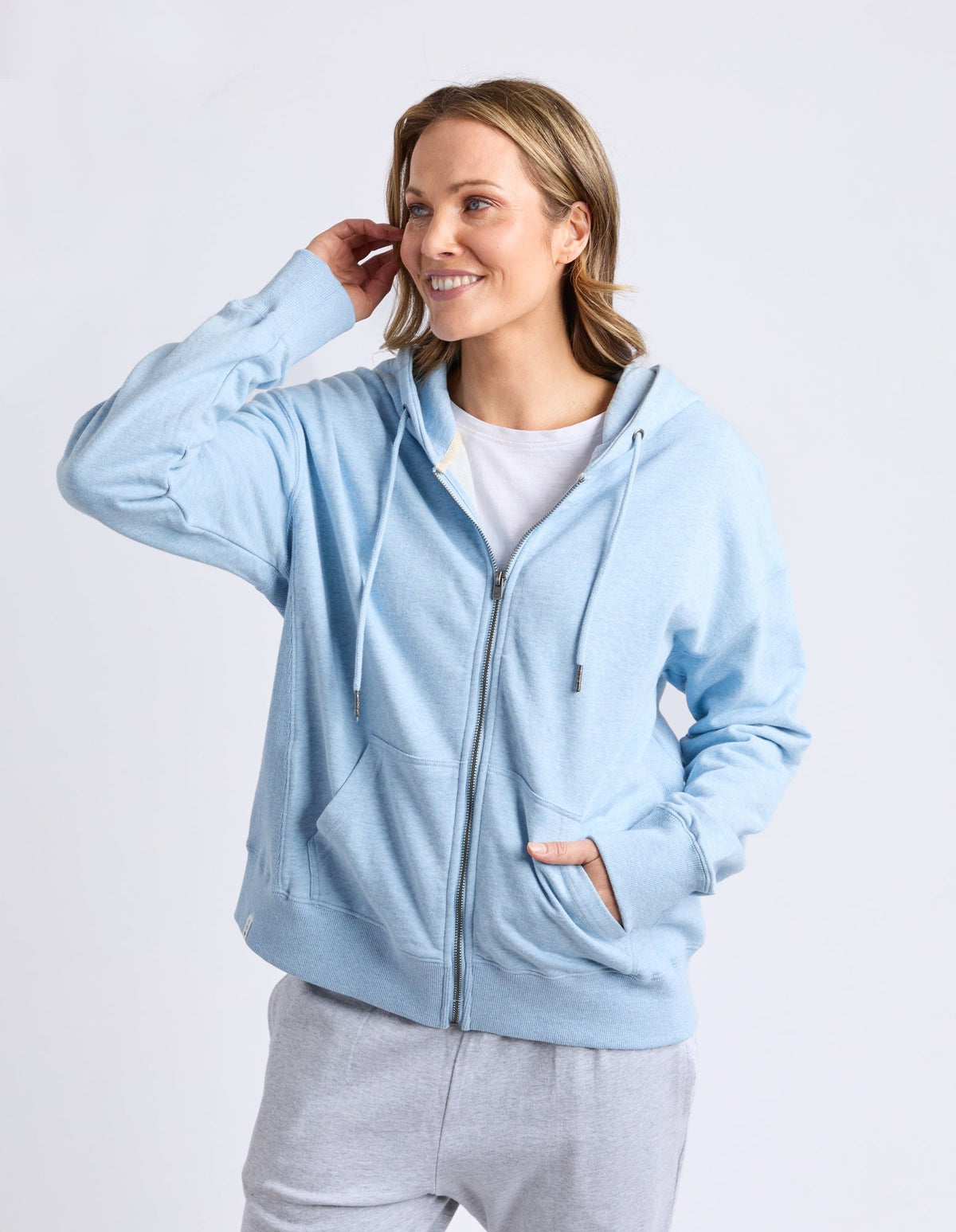 Lydia Zip Hoodie | Pale Blue Marle