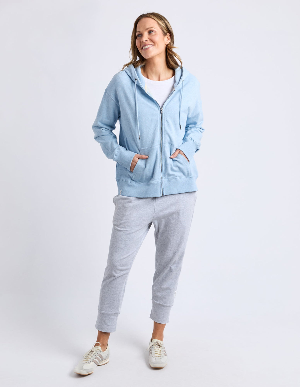 Lydia Zip Hoodie | Pale Blue Marle