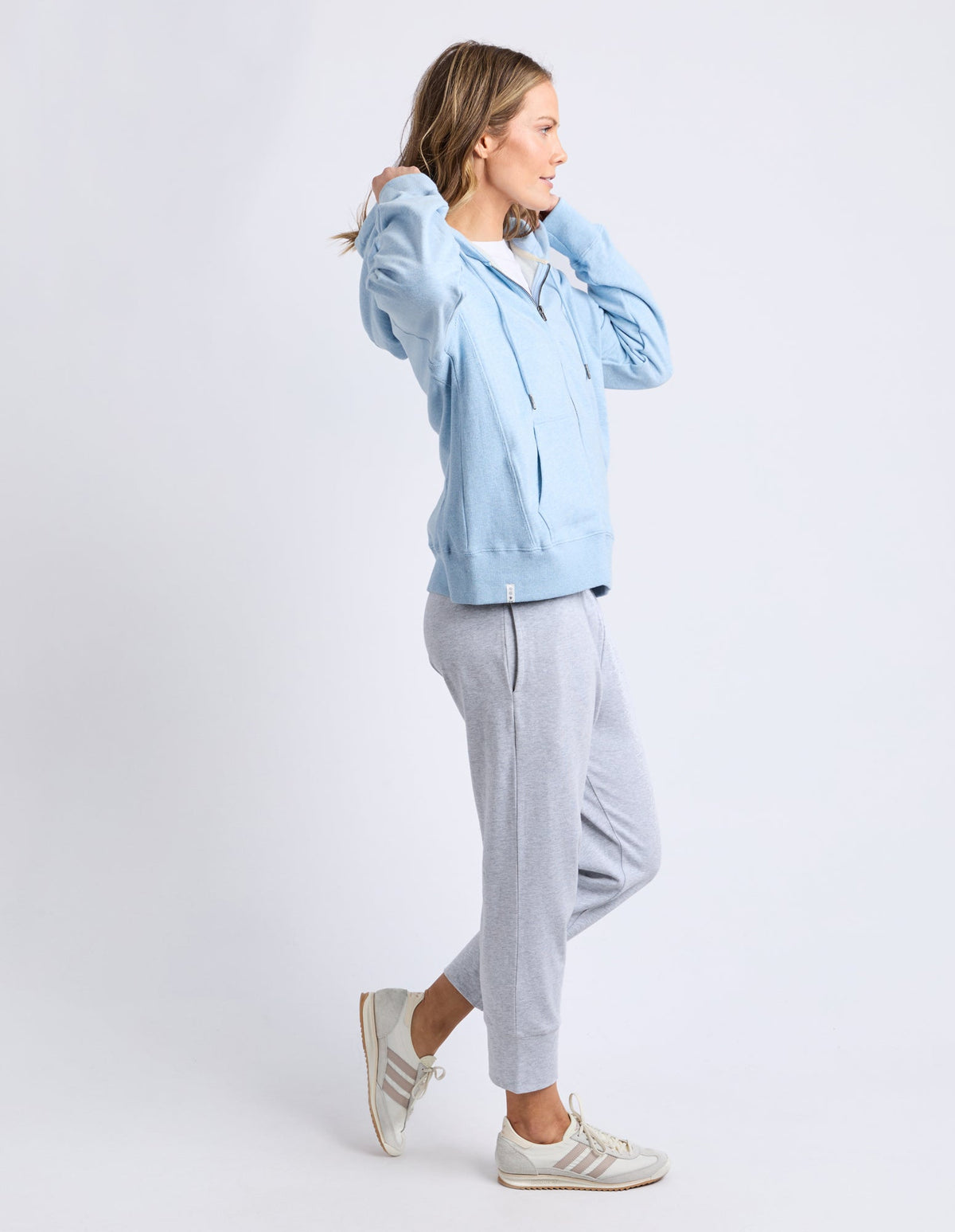 Lydia Zip Hoodie | Pale Blue Marle