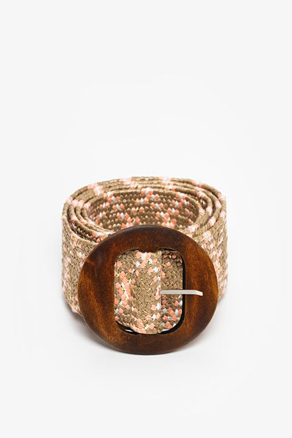 RATTAN BELT - Apricot & Gold