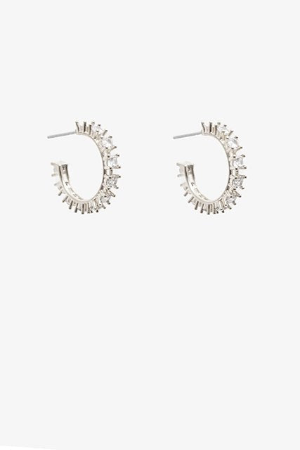 Rhinstone Hoop Earring | Silver