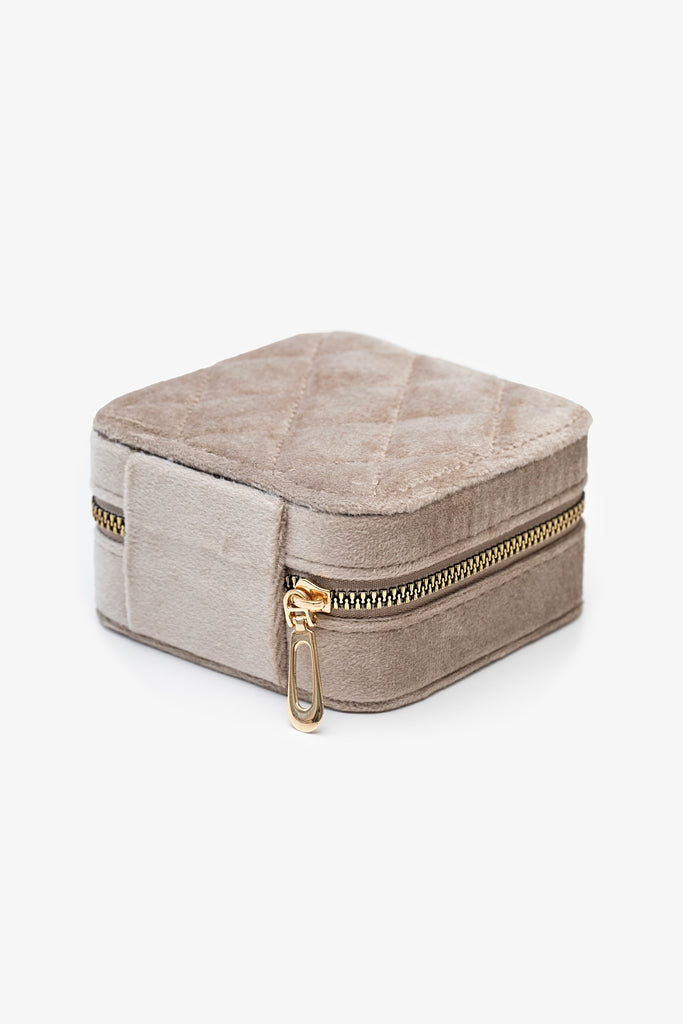 Velvet Jewellery Box Square - Taupe