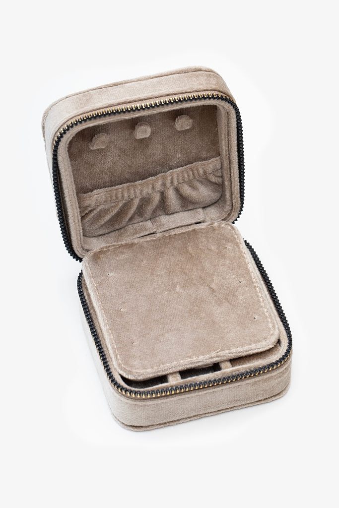 Velvet Jewellery Box Square - Taupe