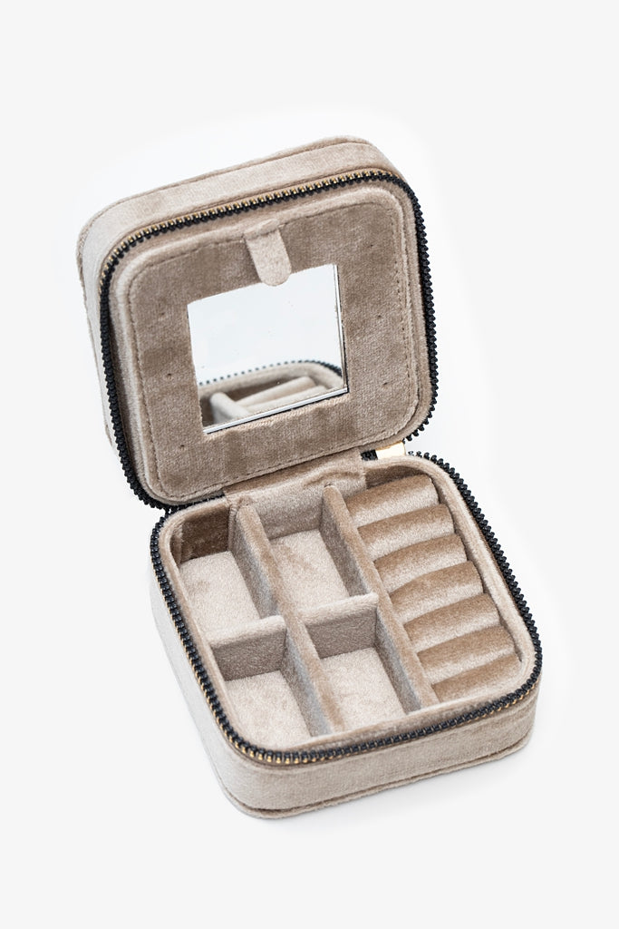 Velvet Jewellery Box Square - Taupe