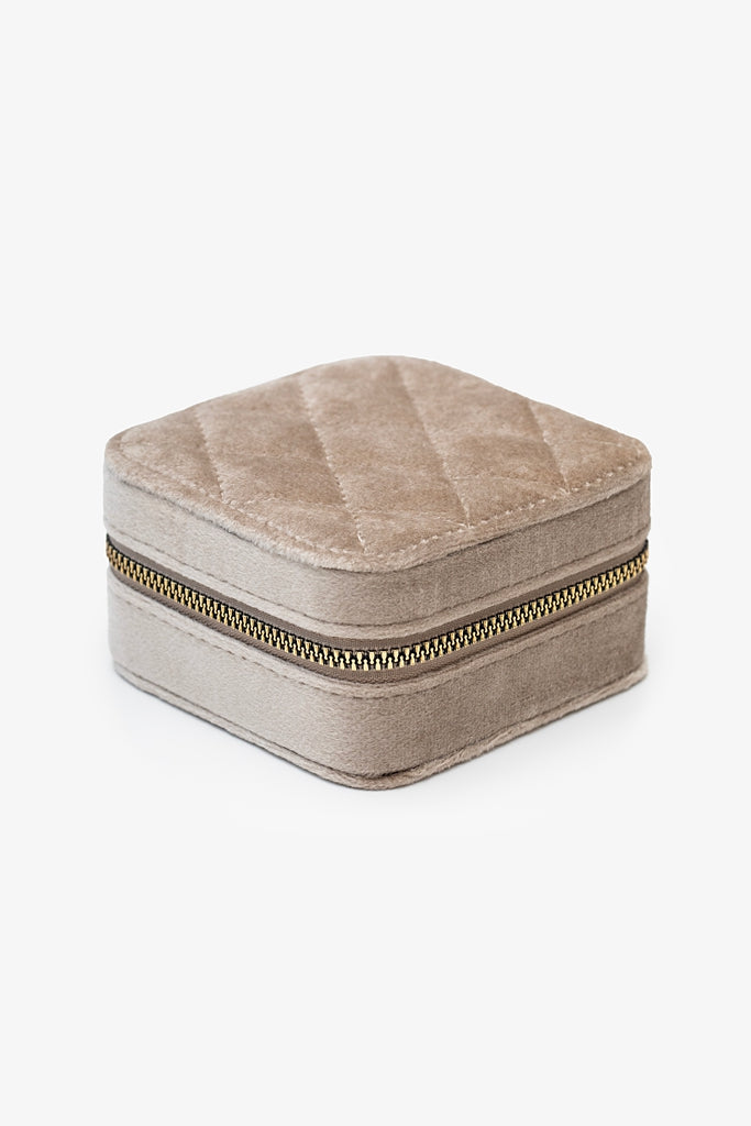 Velvet Jewellery Box Square - Taupe