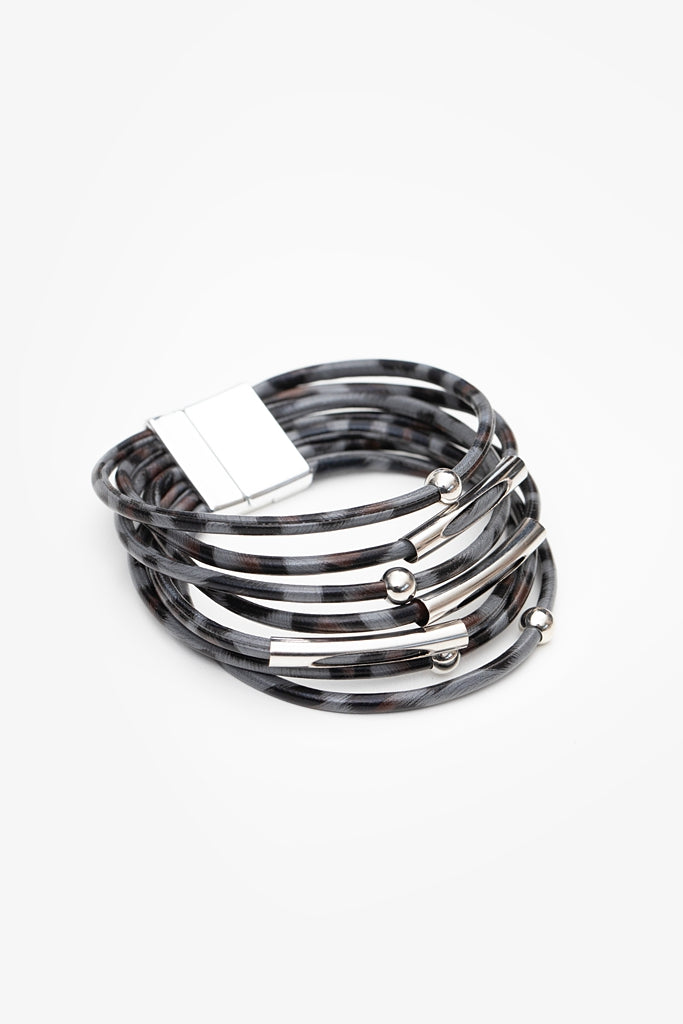 Grey Leopard Wrap Bracelet