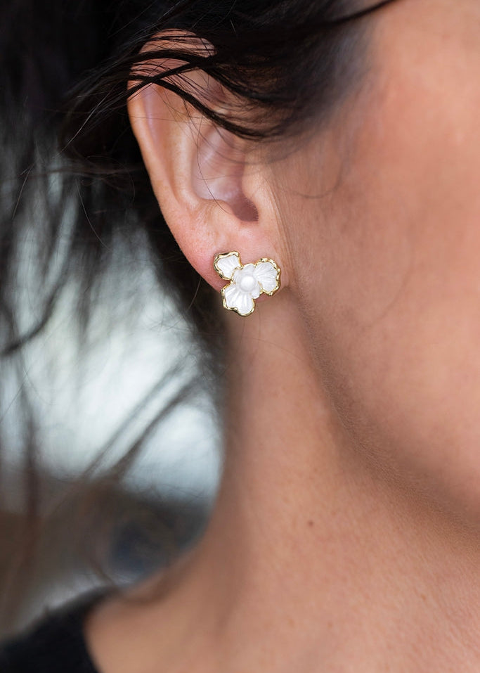 Pearl Lotus Earrings