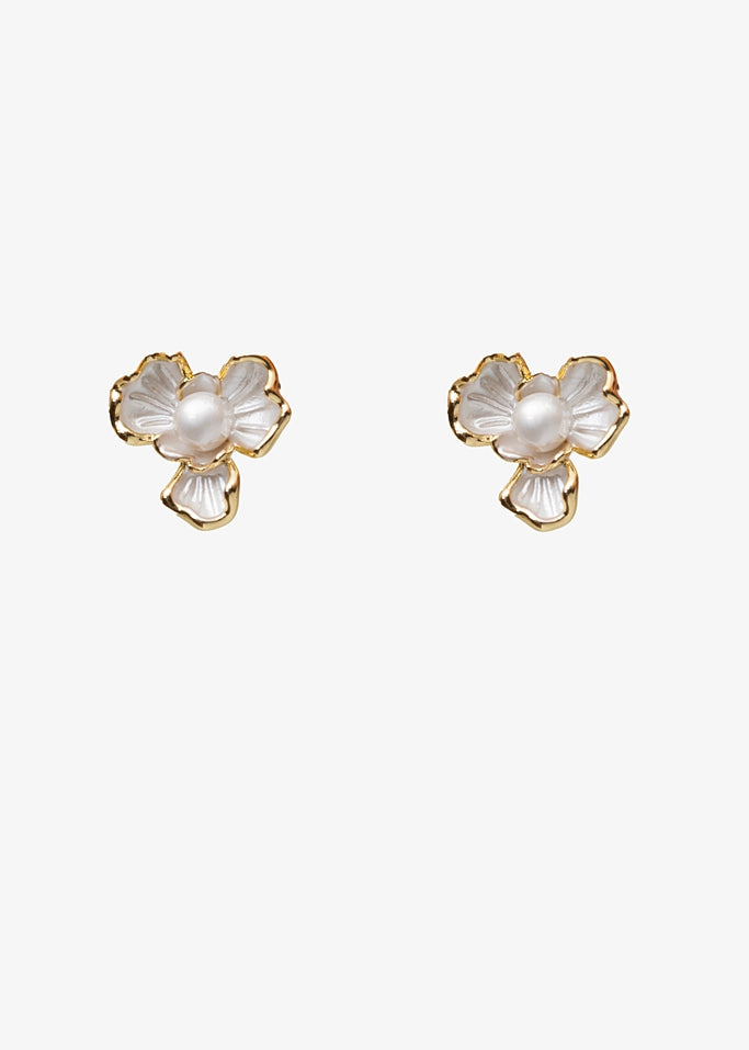 Pearl Lotus Earrings