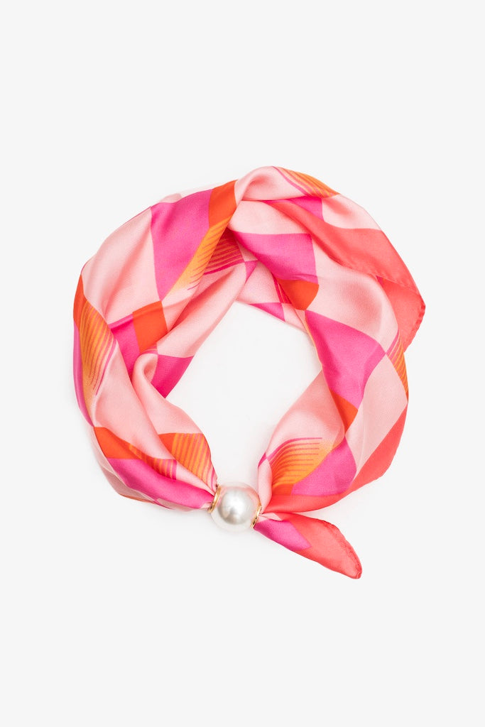 Pearl Fasten Bow Scarf | Sorbet