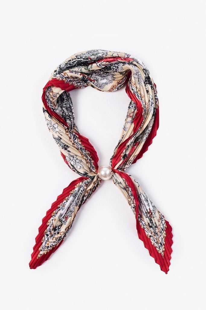 Pleated Pearl Fasten Neck Tie | Rosalie