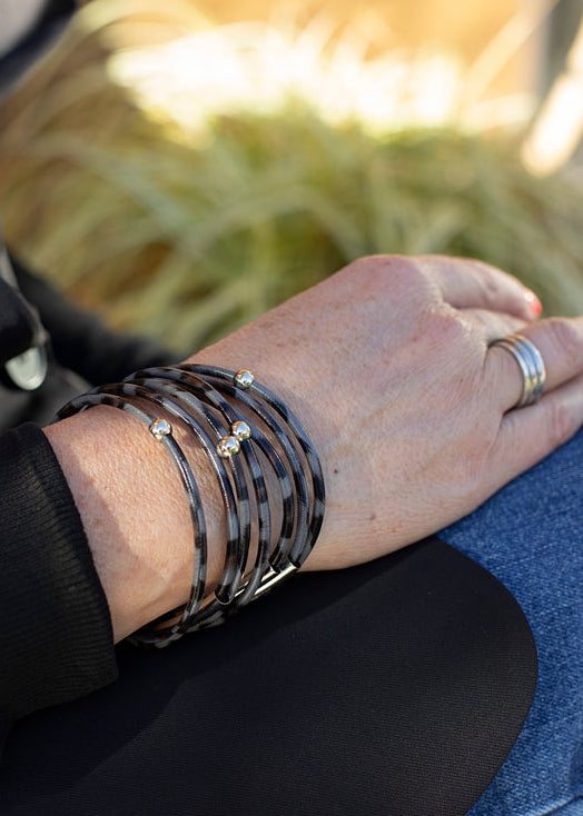 Grey Leopard Wrap Bracelet
