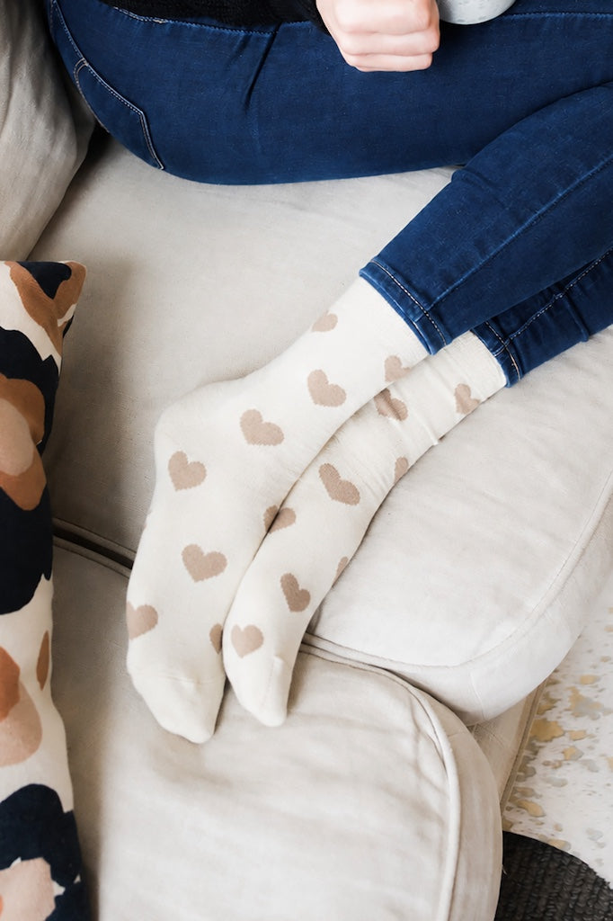 Taupe Heart Sock