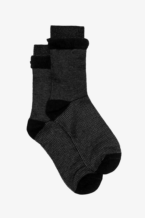 Black Frill & Sparkle Top Sock