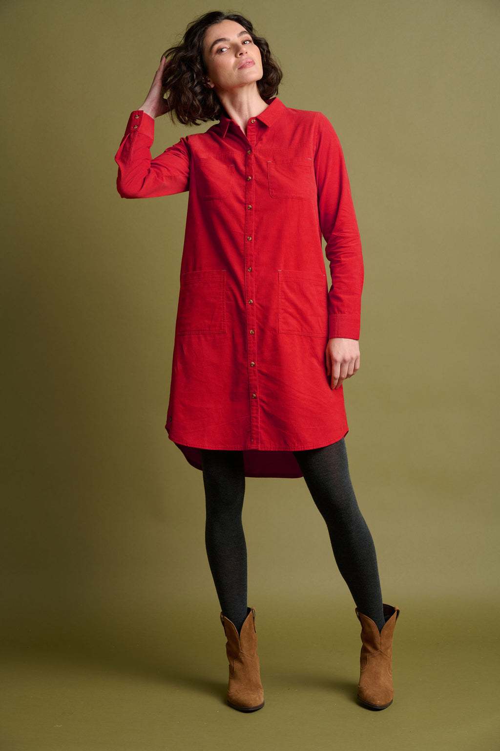 Cameron Cord Dress - Burnt Orange