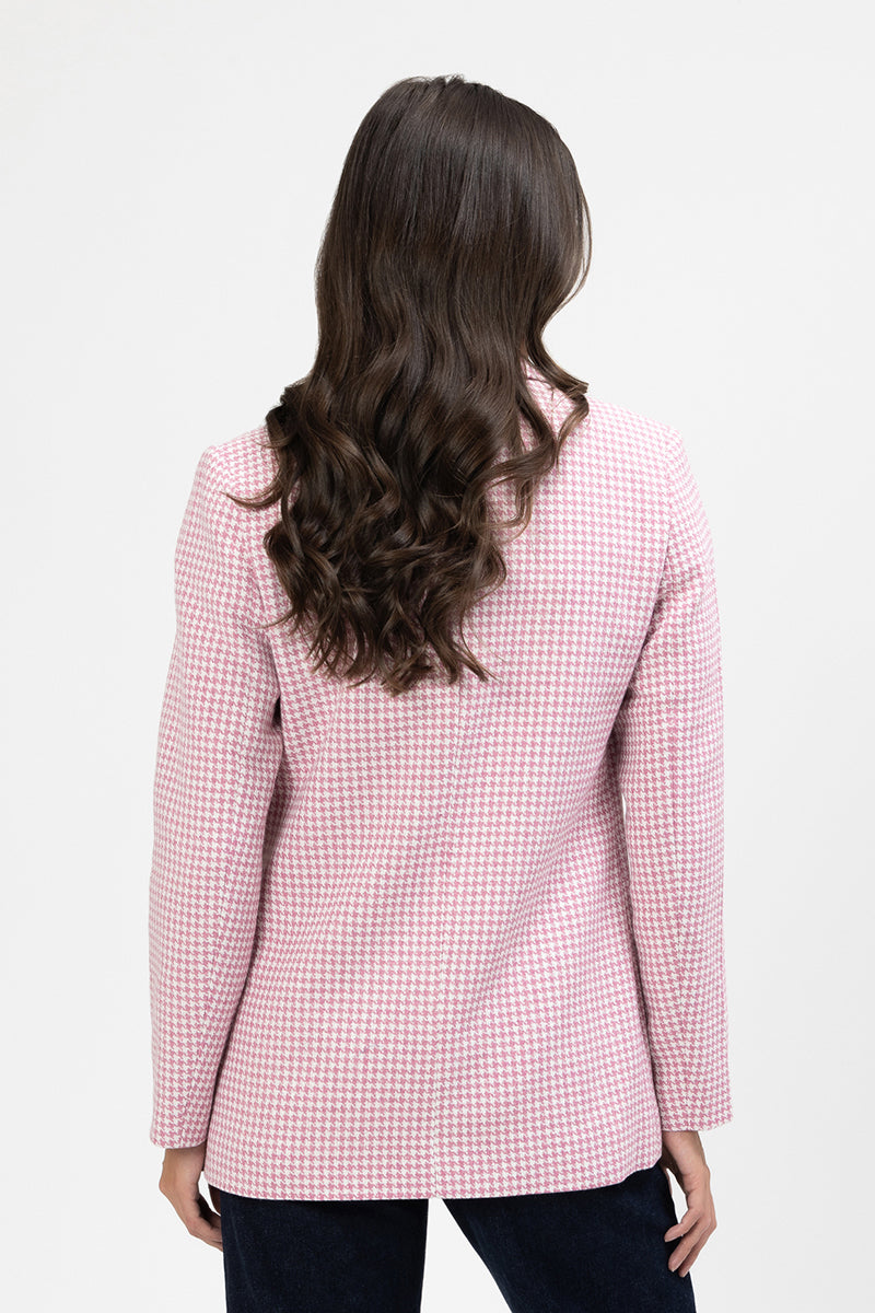 Dylan Blazer - Pink Houndstooth