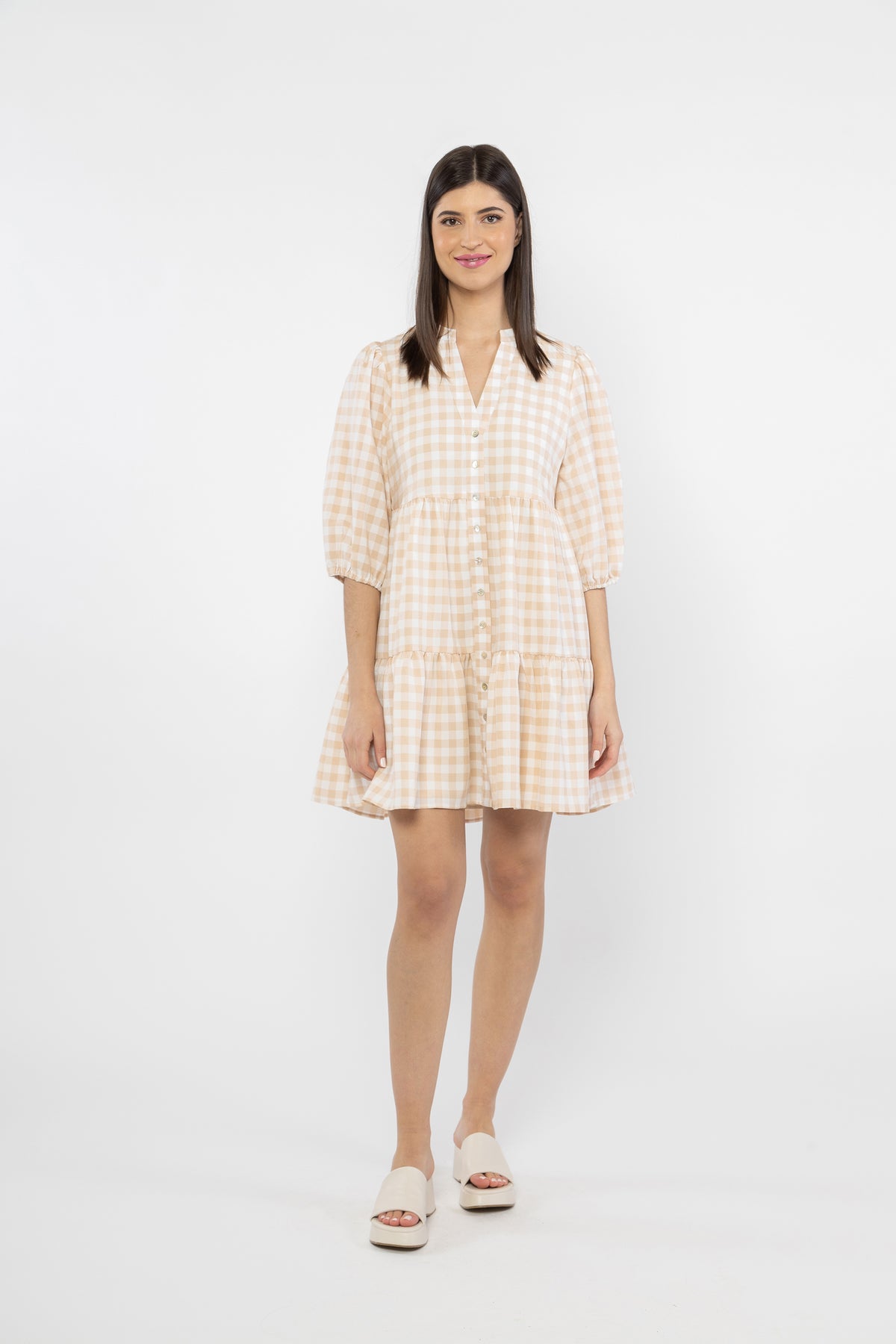 Truthfull Mini Dress - Camel Check
