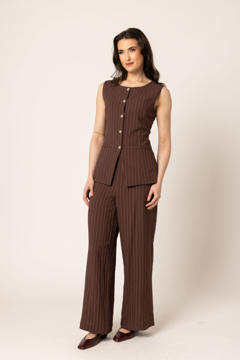 CONTINUITY PANT | Cocoa Stripe