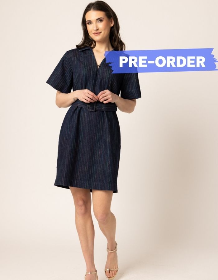 DENIM MINI DRESS | Colourful Stripe