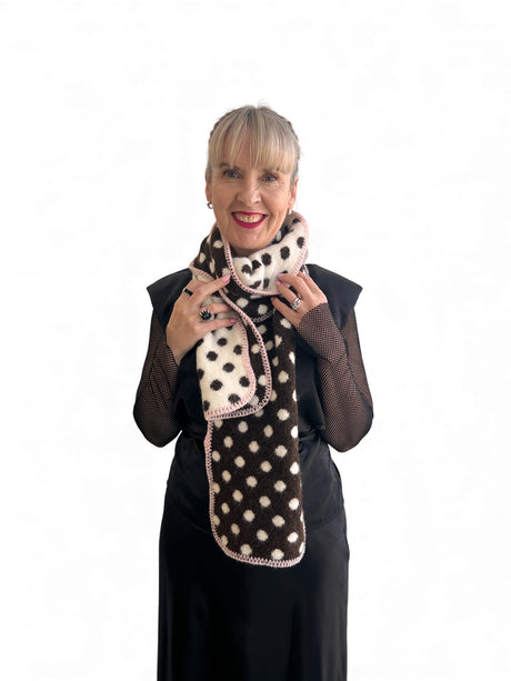 MINX Dots Scarf - Chocolate & Pink