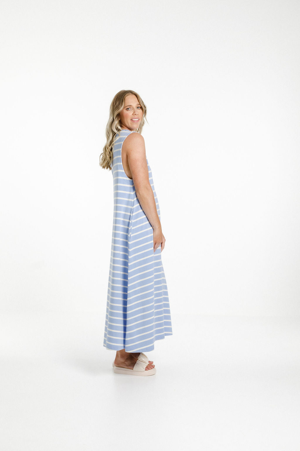 Bella Dress Cerulean Stripes -  by Home-lee