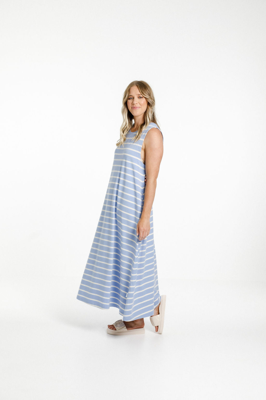Bella Dress Cerulean Stripes -  by Home-lee