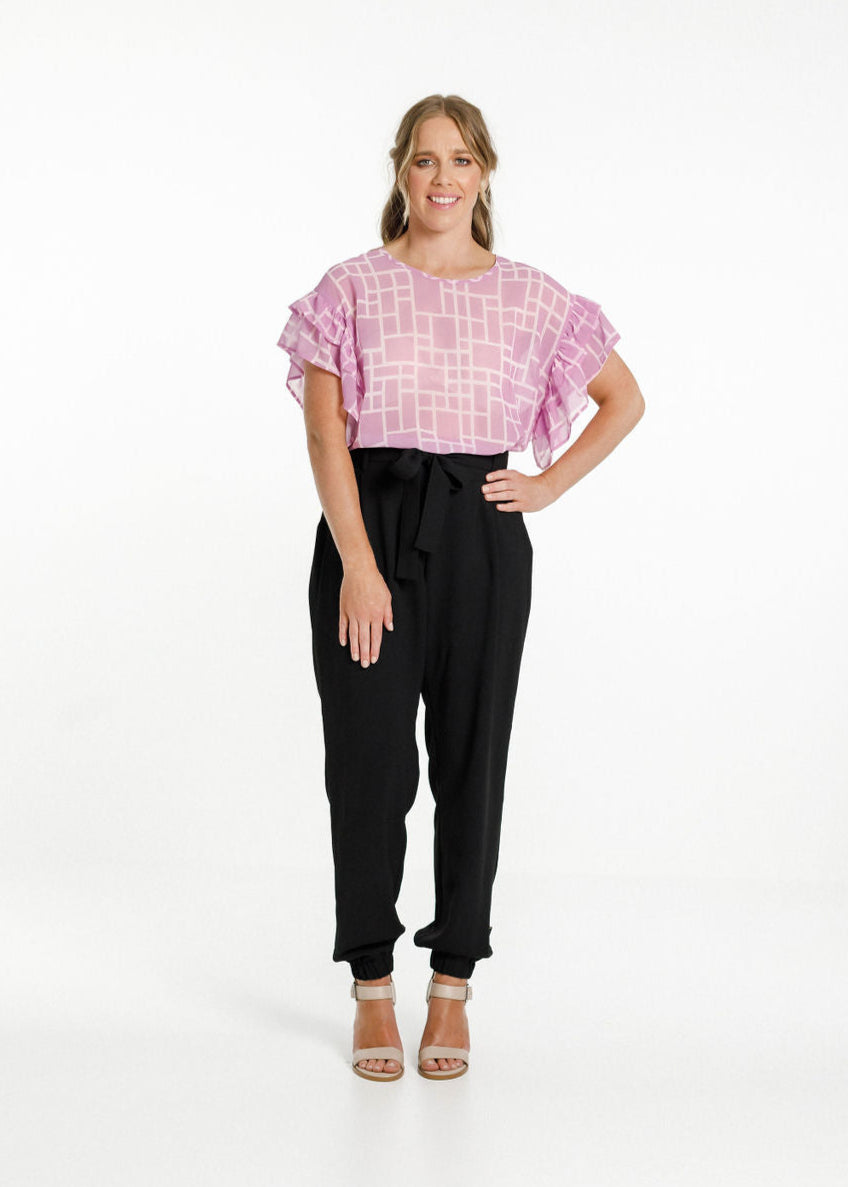 Evelyn Blouse - Pink Bloom Print