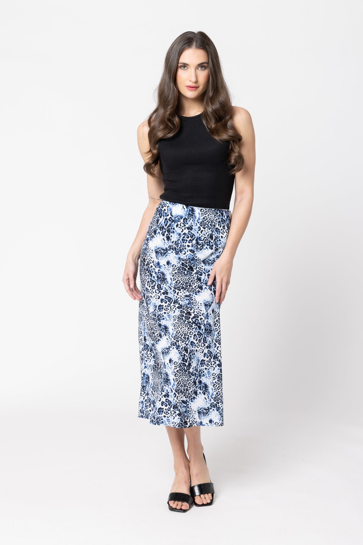 Milan Bias Cut Skirt - Water Leopard