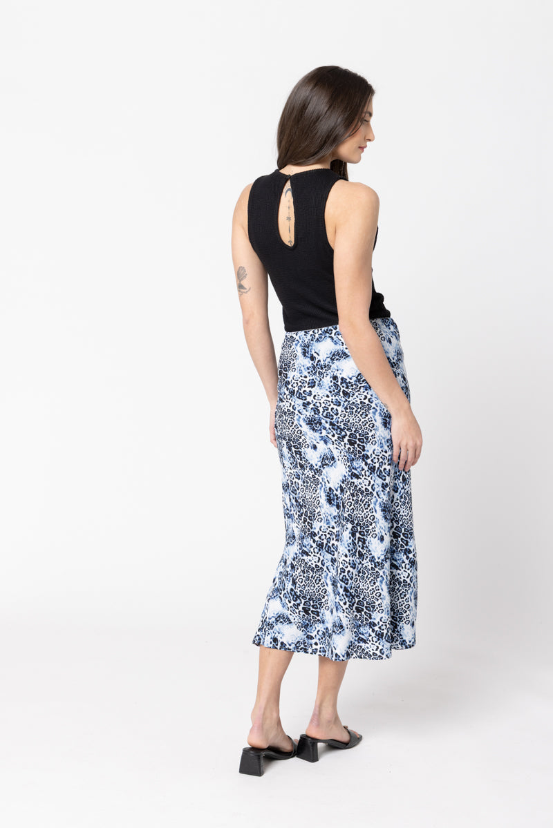 Milan Bias Cut Skirt - Water Leopard