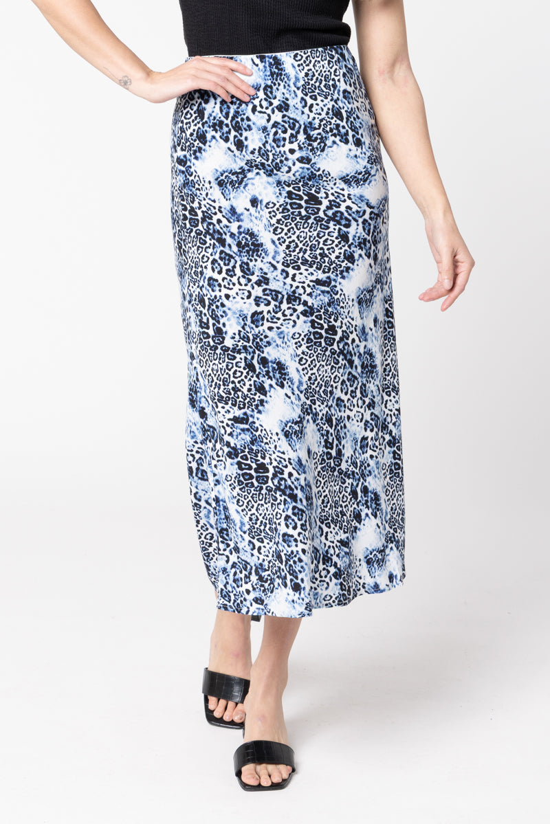 Milan Bias Cut Skirt - Water Leopard