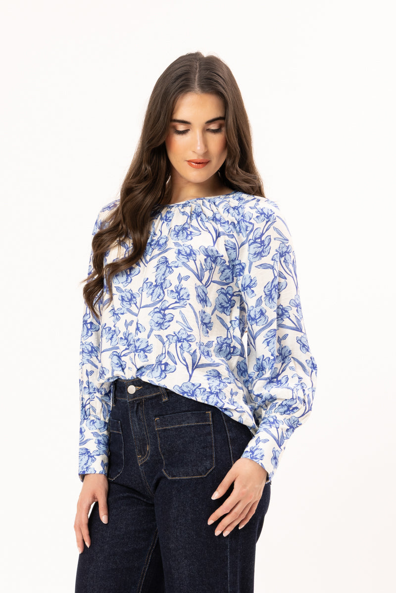 Centred Top - Blue Bloom