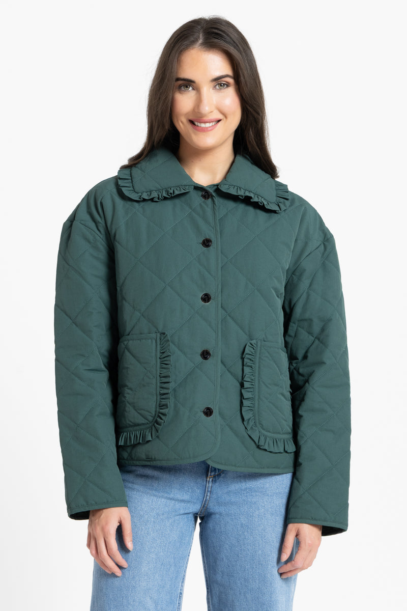 FRILLED JACKET | Moss