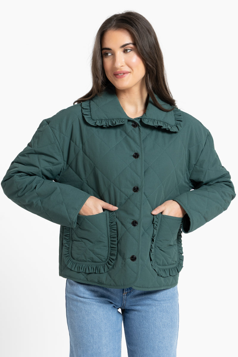 FRILLED JACKET | Moss