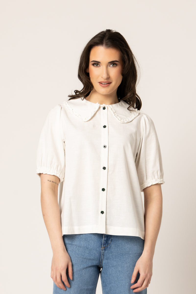 WHIMSICAL SHIRT | White Linen Blend
